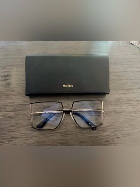 MaxMara Women's Square Metal Frame Glasses in Gold and Black